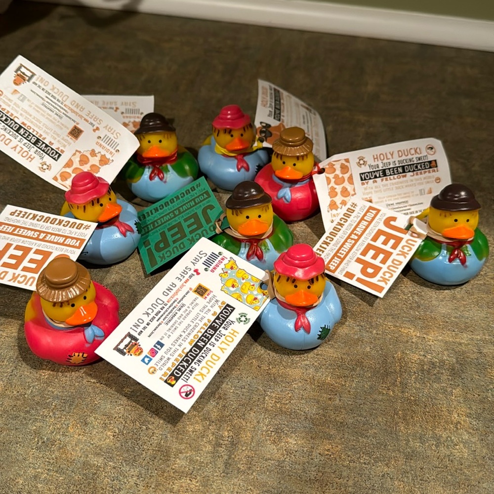 Scarecrow Rubber Ducks with Duck Duck Jeep tags